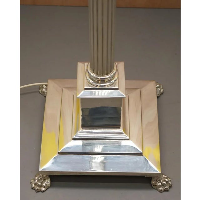 Vintage Silver-Plated Corinthian Pillar Floor Lamp with Paw Feet For Sale - Image 14 of 15