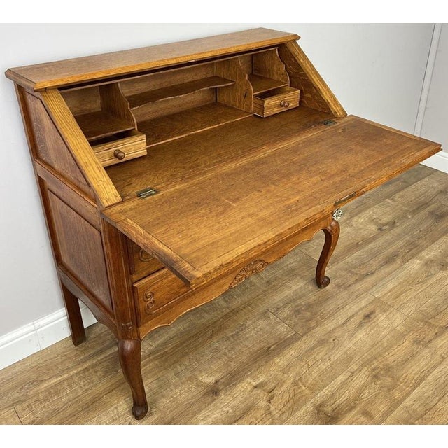 Vintage French Louis Oak Secretaire For Sale - Image 11 of 16