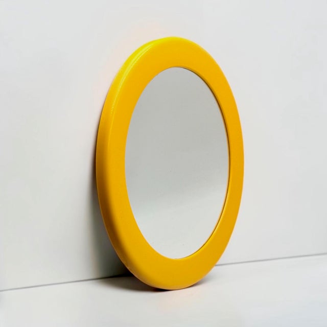 Space Age French Yellow Wall Mirror, 1970s For Sale - Image 3 of 13