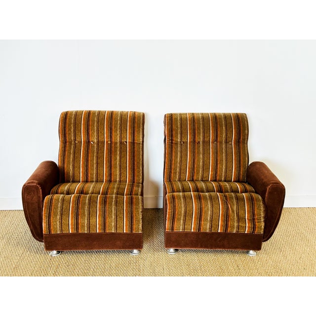 Vintage Velvet Modular Sofa, 1970s, Set of 5 For Sale - Image 6 of 18