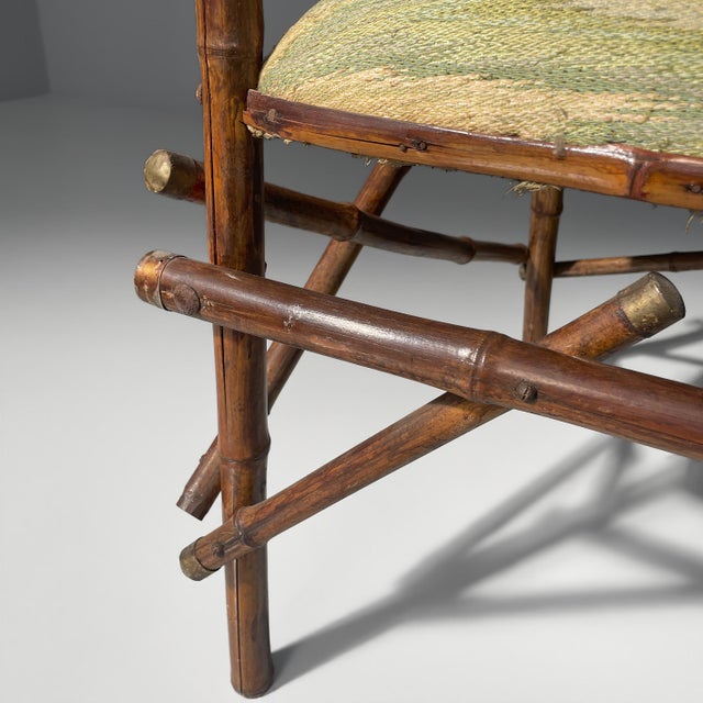 Art Deco Italian Sofa in Fabric and Bamboo, 1930s For Sale - Image 9 of 14