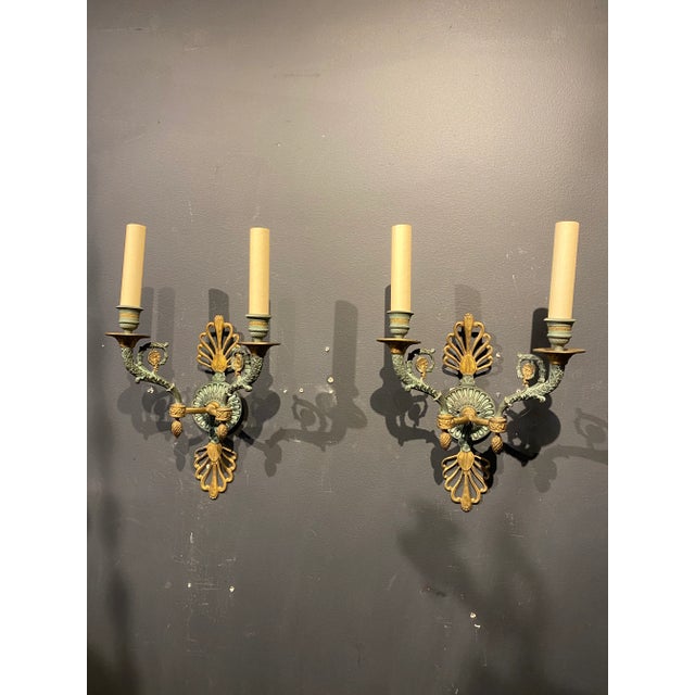 Gold A Pair of Late 19th Century Period Empire Sconces For Sale - Image 8 of 8