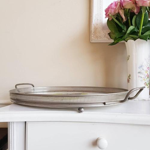 Vintage Metal Serving Tray For Sale - Image 4 of 11