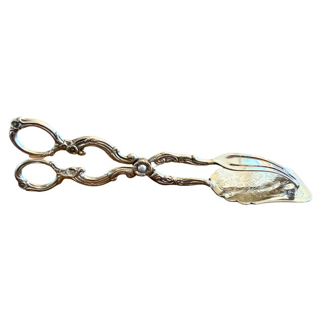 Antique French Belle Époque Silver-Plated Lyre Pastry Tongs from MTB, 1900s For Sale - Image 5 of 5