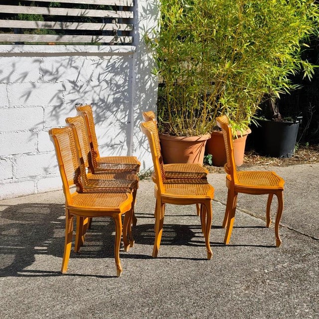 French Provincial Louis XV Style Cane and Cherrywood Dining Chairs, Set of 6 For Sale - Image 12 of 18