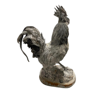 Vintage Cast Iron Country Rooster Garden Statue