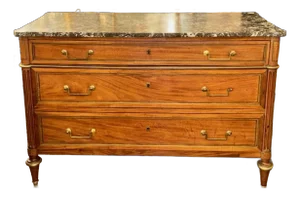 19th Century French Directoire Walnut Commode With Marble Top