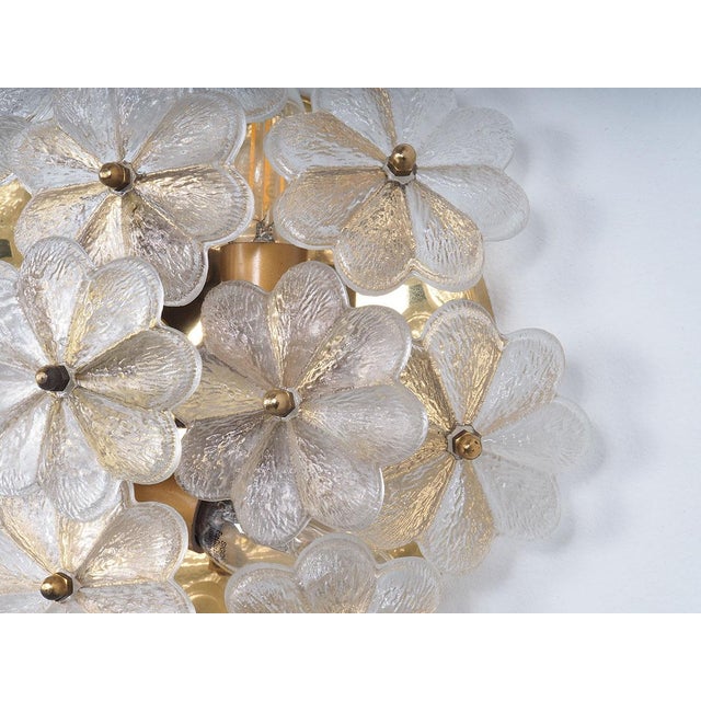 Brass Wall or Ceiling Lamp with Crystal Flowers by Ernst Palme, 1970s For Sale - Image 6 of 10