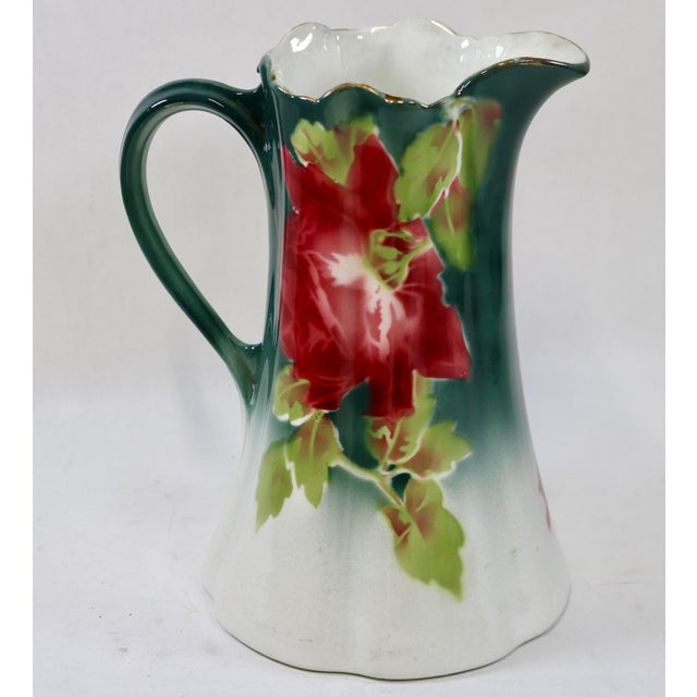 Keller & Guérin Turn-of-the-Century French K&g Lunéville "Les Roses" Semi-Porcelain Water Pitcher For Sale - Image 4 of 15