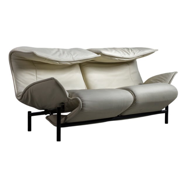 Vintage Cassina Veranda Reclining Sofa in Cream Leather, 1980s For Sale