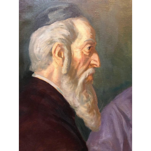 Early 20th Century Nandor Vydai Brenner, Rabbi Cheder Test Hungarian Judaica Oil Painting Nandor Brenner Vidai Bar Mitzva For Sale - Image 5 of 6