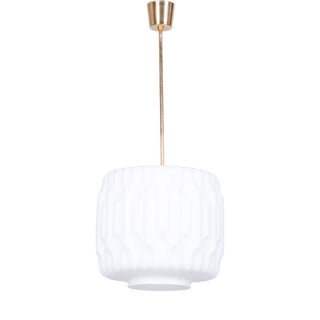Mid-Century Modern Pendant Light in Brass and Opaline Glass, 1960s For Sale