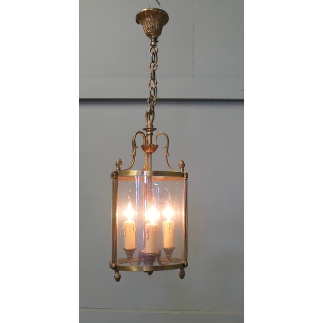 Superb Quality Round Art Deco Brass and Glass Lantern This lovely light has an internal circular glass panel The lantern...