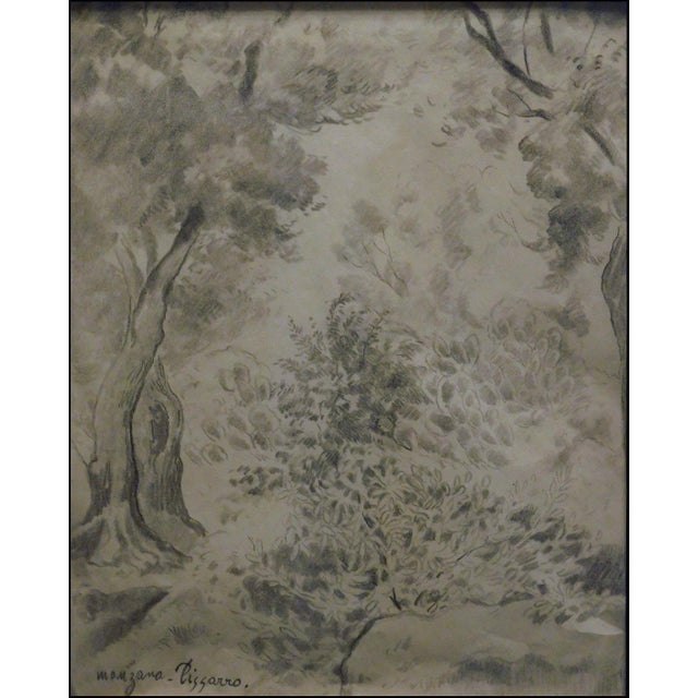 Impressionist Georges Manzana Pissarro "Untitled" Original Pencil Sketch Tree Scenes Hand Signed For Sale - Image 3 of 5
