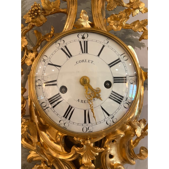 Metal Antique French Loui XVI Period Cartel Wall Clock For Sale - Image 7 of 12