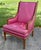 Magenta Hollywood Regency Style Bergere Armchair Pink Magenta Striped Satin Accent Chair For Sale - Image 8 of 14