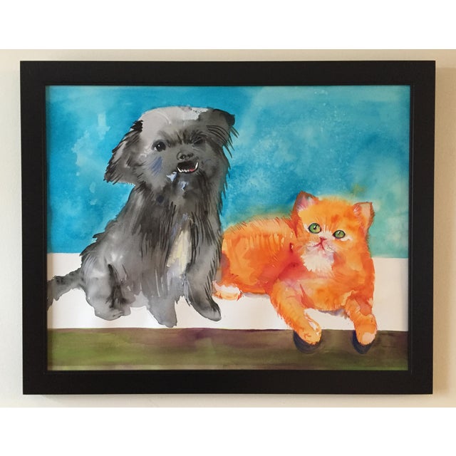 Large "'Meet the Frenemies" Cairn Dog and Ginger Cat Painting For Sale In Saint Louis - Image 6 of 6