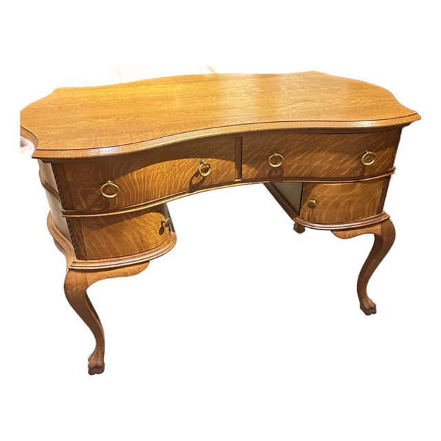 Early 1900s Quarter Sawn Oak Ladies Desk For Sale