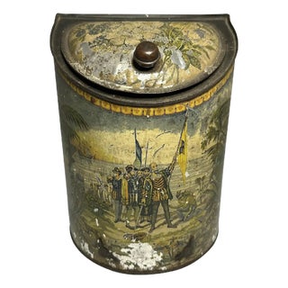 Antique Tin-Litho Tobacco Canister: Ponce de Leon General Store Display For Sale