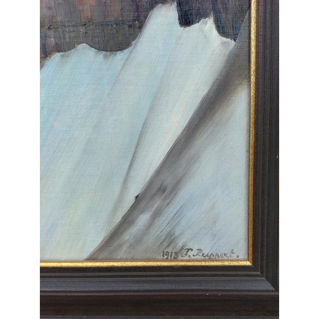 Mont Blanc – Fritz Ruppert Painting of Mont Blanc by Fritz Ruppert, executed in 1913. Oil on canvas from a Mitteleuropean...