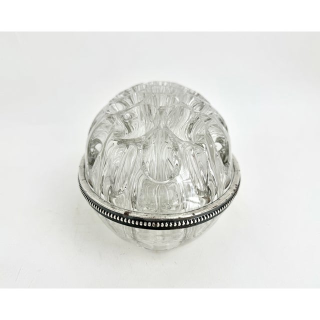 Vintage English Blown Glass & Silver Oval Flower Frog Centerpiece For Sale In Los Angeles - Image 6 of 9