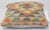 Tribal Arteverk Handwoven Afghan Kilim Pillow — Orange & Blue Diamond Lattice For Sale - Image 3 of 3