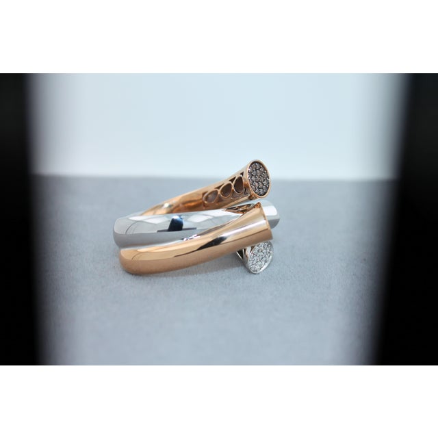 Diamond Pave Cluster Shape Mountain Peaks Unique 18 Karat Rose White Gold Ring, Size 7.5 For Sale - Image 12 of 18