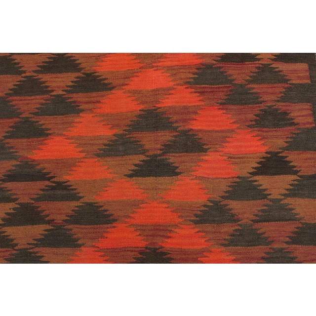 1980s Vintage Kilim Red Orange Hand-Woven Area Rug For Sale - Image 4 of 13