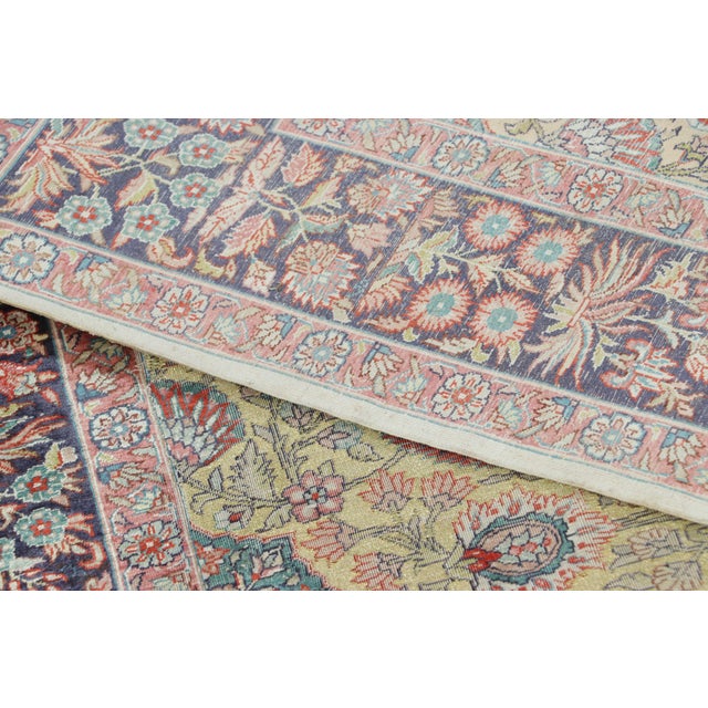 Textile Vintage Hereke Rug With Bright Floral Patterns on Green and Gold - Rug & Kilim For Sale - Image 7 of 7