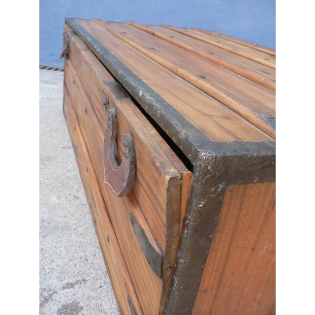 Antique Wooden Travel Trunk For Sale - Image 6 of 14