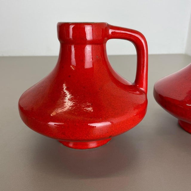 1970s Red-Glaze Fat Lava UFO Vases from Jopeko, Germany, 1970s, Set of 2 For Sale - Image 5 of 18