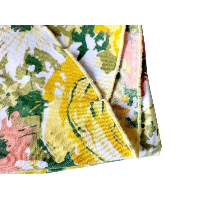 Yellow Vintage 1970's Oval Floral Print Cotton Tablecloth For Sale - Image 8 of 10