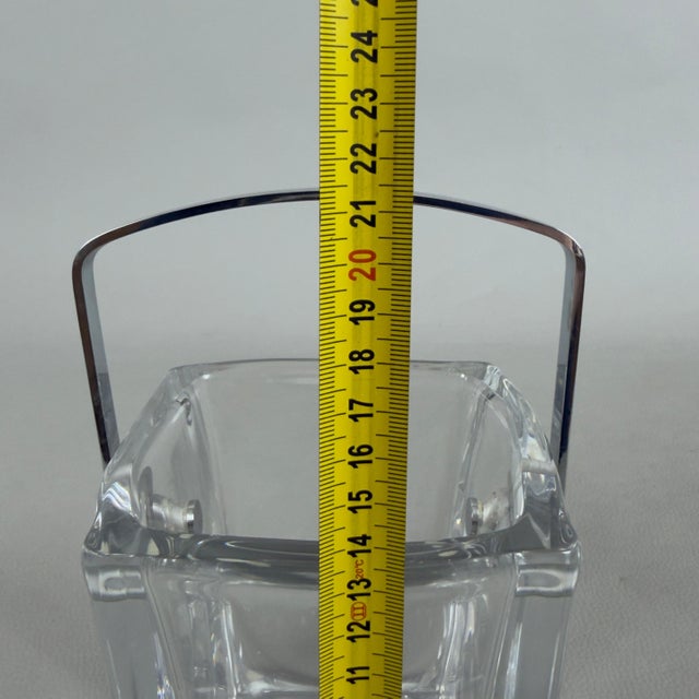 French Crystal Ice Bucket with Tongs For Sale - Image 10 of 11