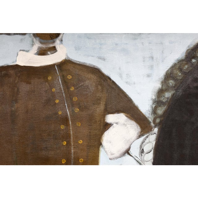 This large figurative oil painting is a reinterpretation of a painting by Agostino Masucci, Retrato ecuestre del Príncipe...