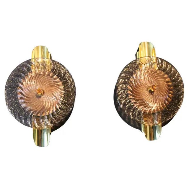 Large Disc-Shaped Wall Lights in Light Purple and Golden Murano Glass, 2000, Set of 2 For Sale - Image 16 of 16