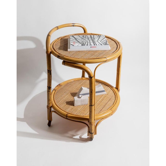 Mid-Century Bamboo Serving Bar Cart by Dal Vera, Italy, 1970s For Sale - Image 6 of 11