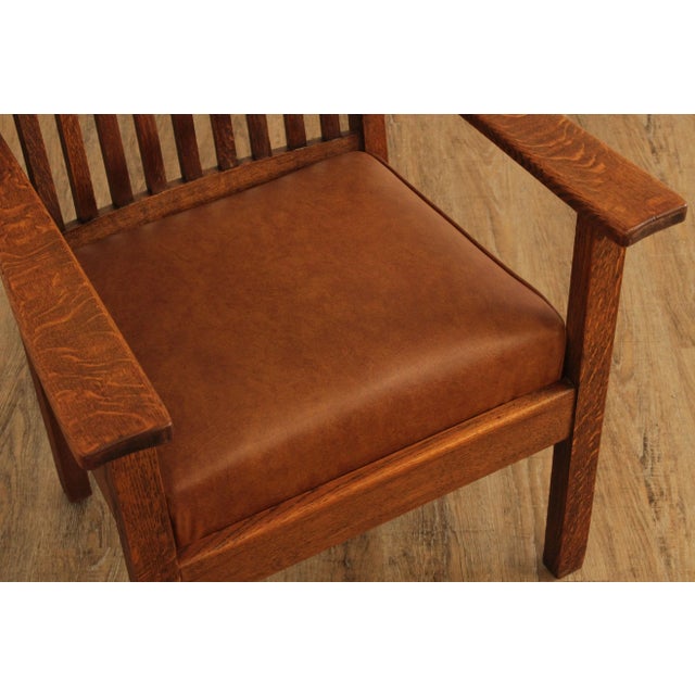 Antique Mission Oak Spindle Back Armchair For Sale In Philadelphia - Image 6 of 13