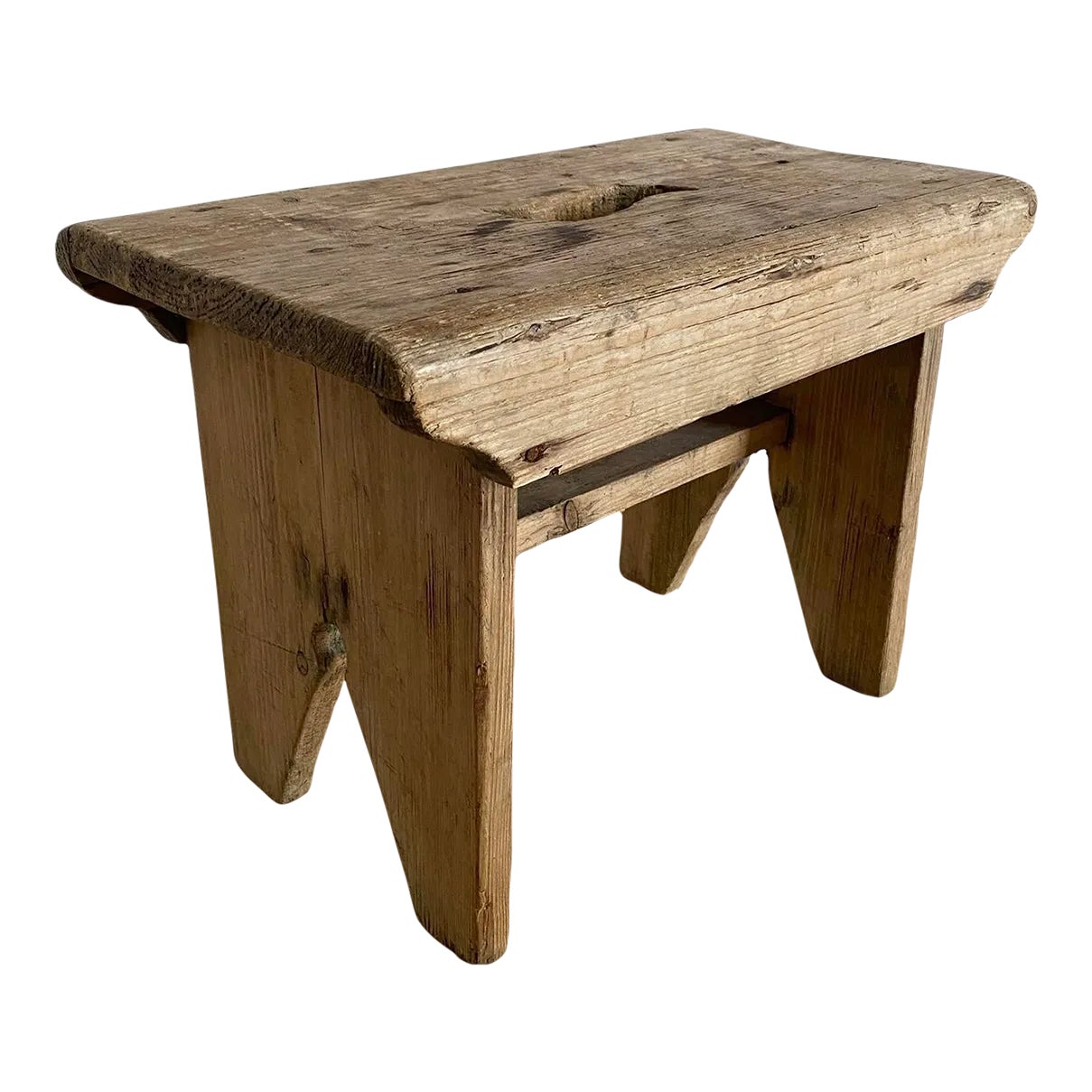 Early 20th Century Rustic Pine Stool | Chairish