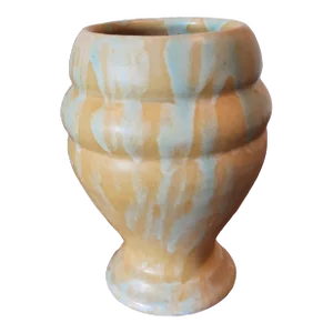 Vintage Drip Glaze Yellow Blue Pottery Vase by Camark