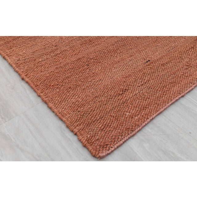 Rust Solid Handwoven Premium Natural Jute Yarn Flatweave Rug 5x8 Ft. For Sale - Image 9 of 12