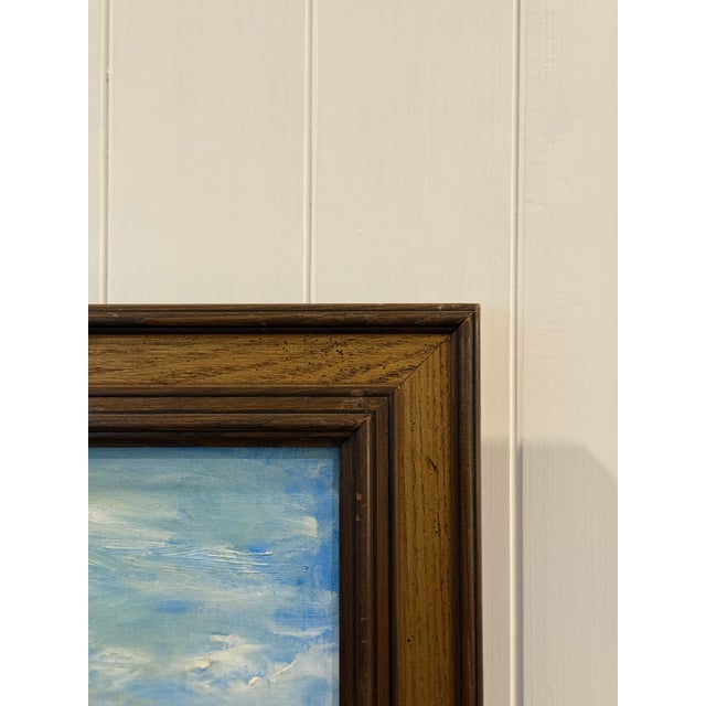 Blue Vintage Signed Maritime Harbor Oil Painting by P. McIsaac For Sale - Image 8 of 10