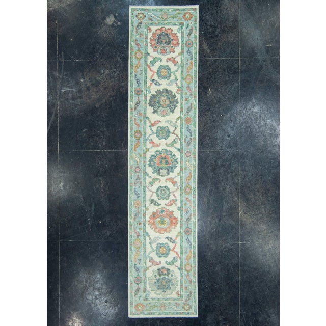 Blue Turkish Oushak Rug 2'4" x 10'2" #20264 For Sale - Image 8 of 8