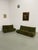 Set composed of two togo benches from ligne roset, absolutely period and original fabric in very bright green velvet....