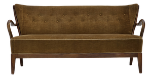Danish 2-Seater Sofa in Green Velour by Alfred Christensen for Slagelse Møbelværk, 1960s