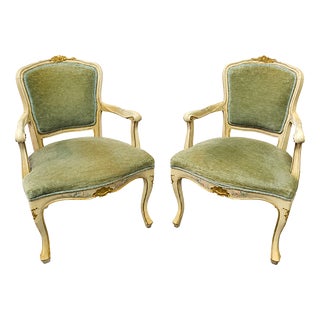 20th Century Louis XV Lacquered Armchairs, Set of 2 For Sale