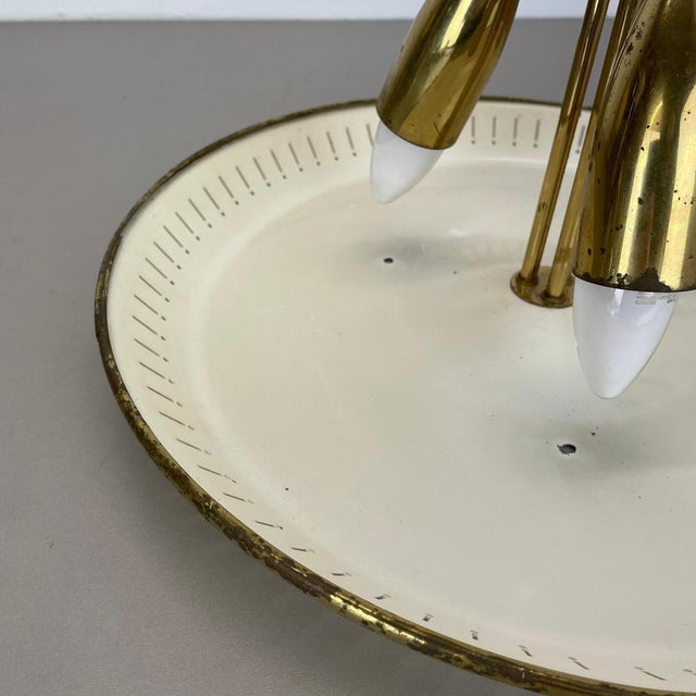 Metal Round Brass Ceiling Light in the style of Gino Sarfatti, Italy, 1950s For Sale - Image 7 of 18