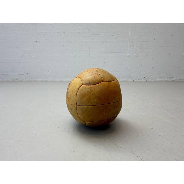 Decorative vintage leather ball in an extra-large size with a beautiful patina that has developed over decades. The ball...