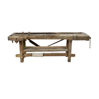 Vintage Oak Workshop Bench For Sale