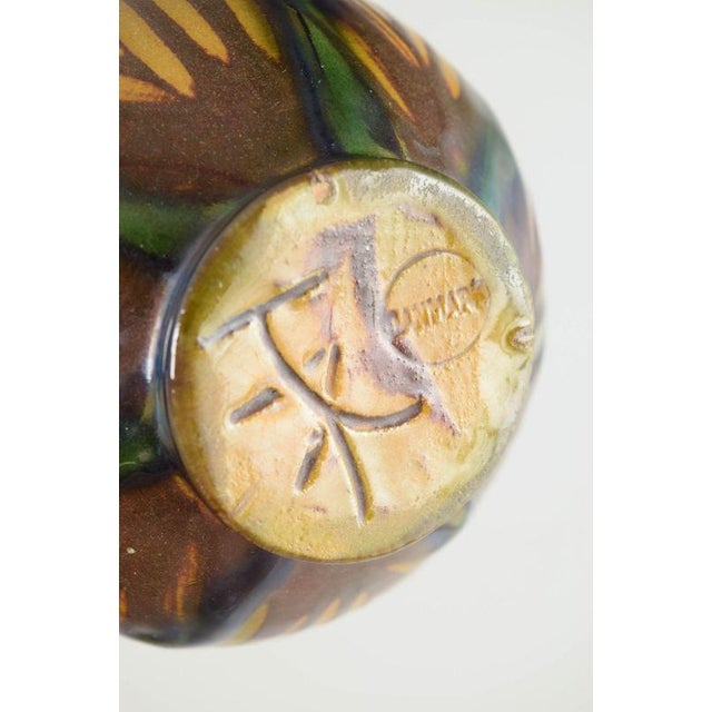 Vintage Stoneware Vase with Stylised Plant Motif from Kähler, 1930s For Sale - Image 4 of 5