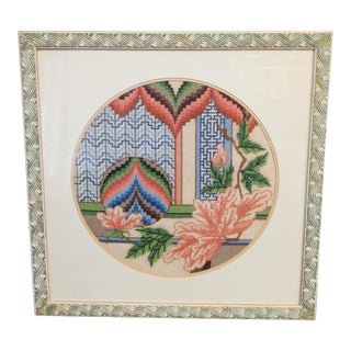 Vintage Missoni Style Needlepoint Framed Textile Art For Sale